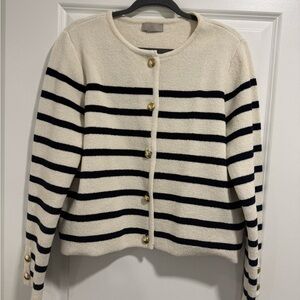 H&M Cream and Navy Striped Cardigan